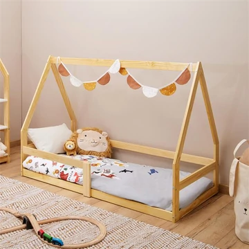 LUSIA 80 x 160 fenyő gyermek heverő ágyráccsal (natúr lakk) 71411