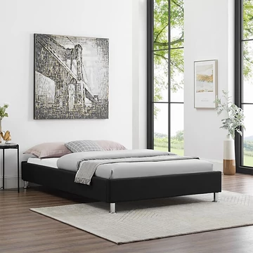 NIZZA 120 x 190 szövet futon heverő ágyráccsal (fekete) 51297