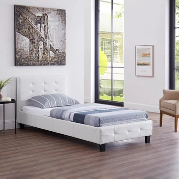 REVE 90 x 190 műbőr heverő ágyráccsal  (fehér) 51261