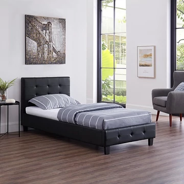 REVE 90 x 190 műbőr heverő ágyráccsal (fekete) 51263