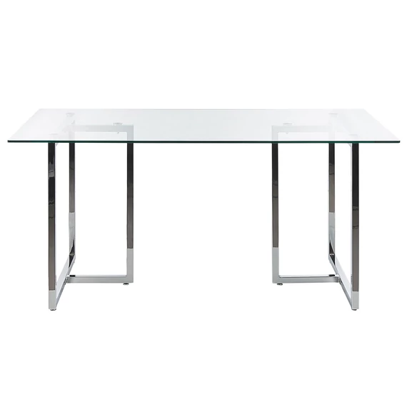 ENVIA fémvázas étkezőasztal üveglappal 160 x 90 cm (ezüst) 19954-55