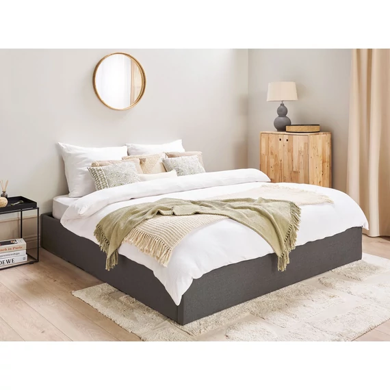DINAN 180 x 200 ágyneműtartós futon franciaágy ágyráccsal (szürke) 25998