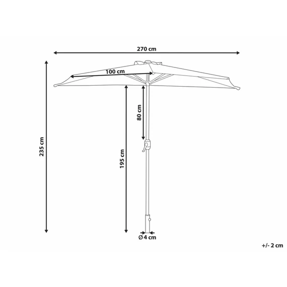 GALATI félköríves napernyő talapzat nélkül ⌀ 270 cm (bézs-fekete) 20765