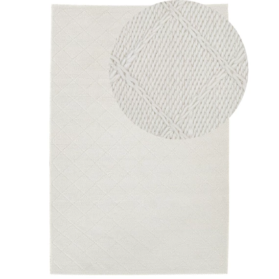 ELLEK gyapjú szőnyeg 160 x 230 cm (tört fehér) 6889