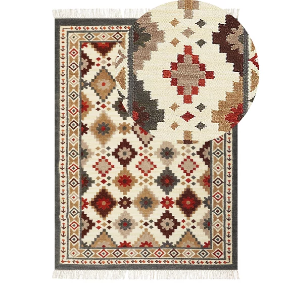 GHUKASAVAN kilim gyapjúszőnyeg 140 x 200 cm (többszínű) 25866
