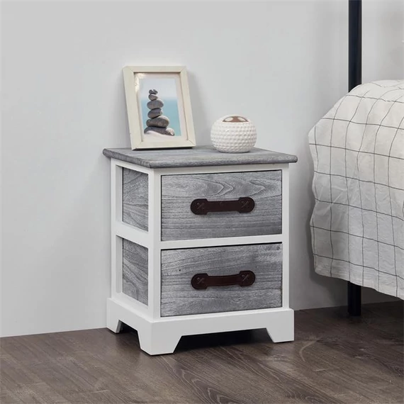SALERNO 2 fiókos éjjeliszekrény (fehér-szürke) 94096