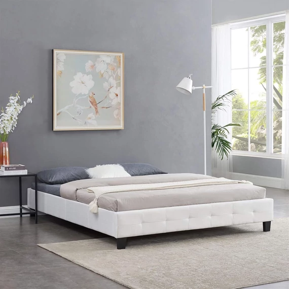 CORSE 160 x 200 szövet futon francia ágykeret ágyráccsal (fehér) 51392