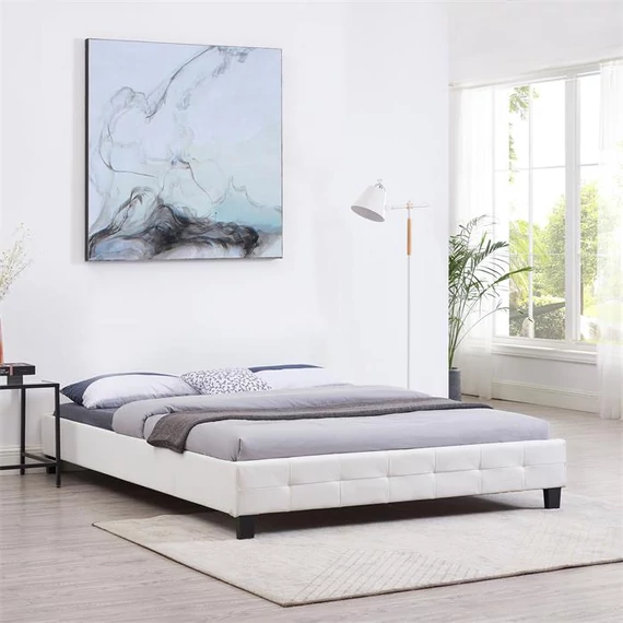 GOMERA 160 x 200 műbőr futon francia ágykeret ágyráccsal (fehér) 51377