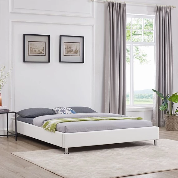 NIZZA 160 x 200 műbőr futon francia ágykeret ágyráccsal (fehér) 51255