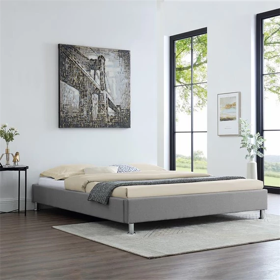 NIZZA 160 x 200 szövet futon francia ágykeret ágyráccsal (szürke) 51300