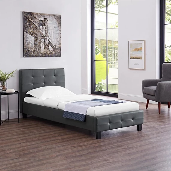 REVE 90 x 190 műbőr heverő ágyráccsal (szürke) 51262