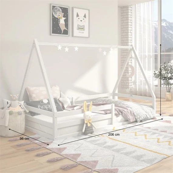 SILA 90 x 200 sátorvázas fenyő heverő (fehér) 71361