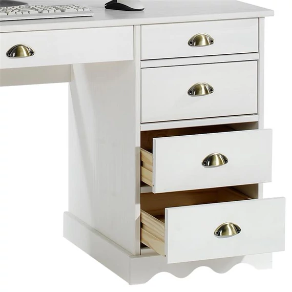 COLETTE 5 fiókos fenyő íróasztal (fehér) 7246